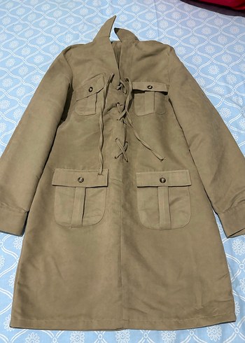 Düğmeli Bej Süet Kadın elbise - Görsel 2