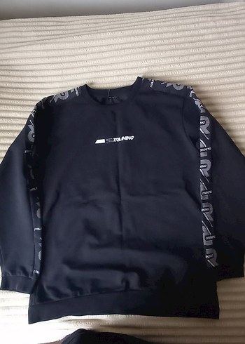 Erkek Siyah Baskılı Sweatshirt - Görsel 4