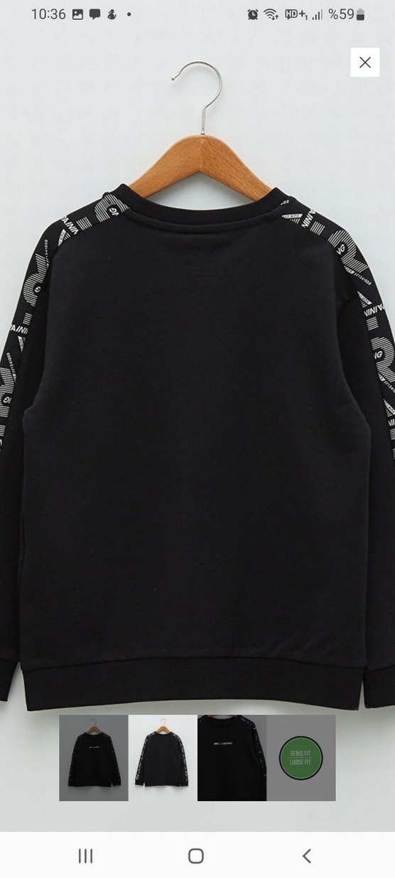 Erkek Siyah Baskılı Sweatshirt - Görsel 2