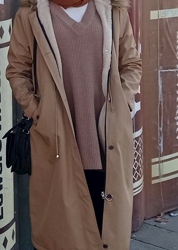 Kadın Camel #Uzun #kaban #mont #elbise #teseddür #kışlık #üst - Görsel 3