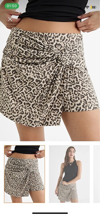 Stradivarius Leopar desenli şort etek