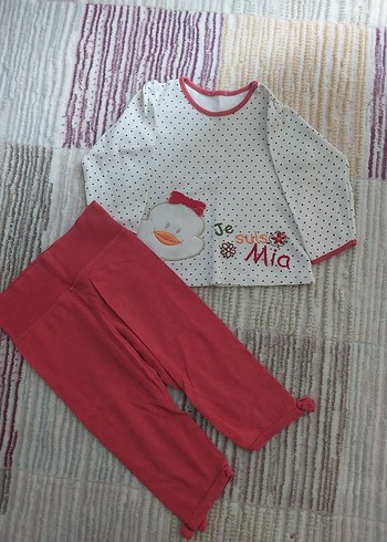 Renkli Baskılı Beyaz Örgü Bebek Kız Takımı - Görsel 2