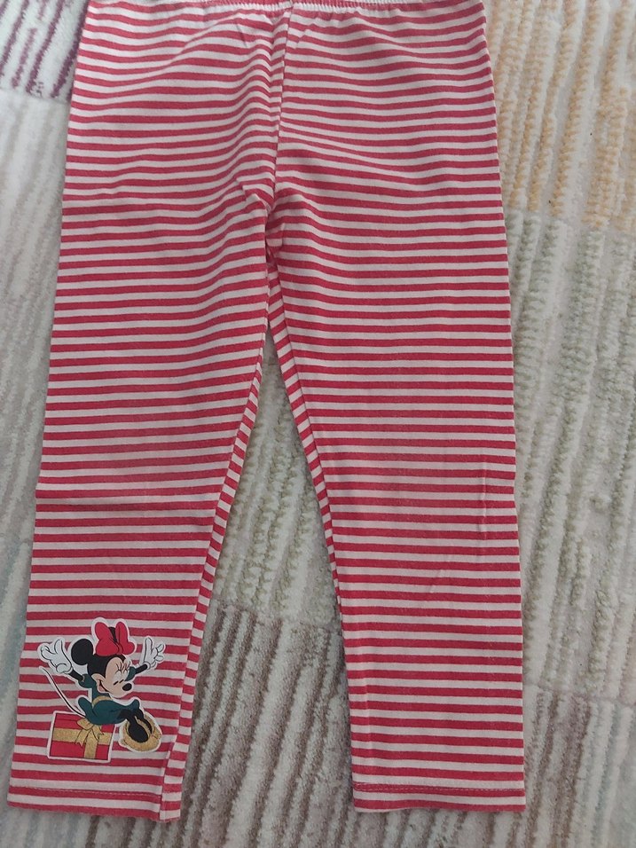 Kız Çocuk Kırmızı Çizgili Tayt Minnie Figürlü - Görsel 2