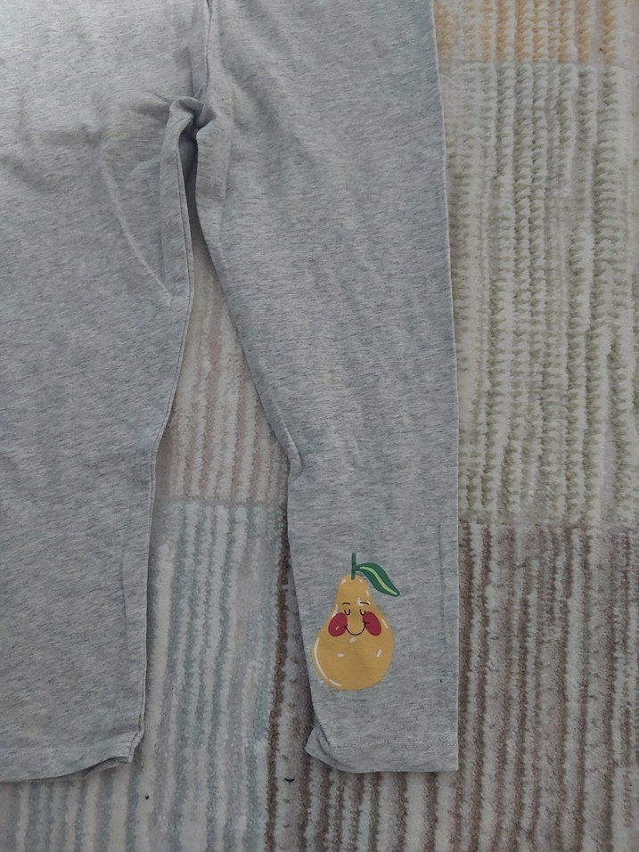 Gri Nakışlı Kız Çocuk Salaş Tayt - Görsel 3