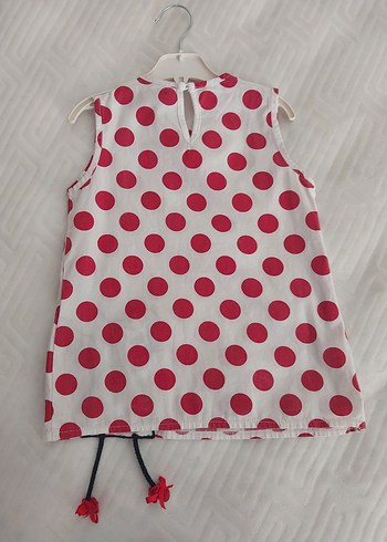 Kırmızı Puantiyeli Kolsuz Kız Bluz - Görsel 4