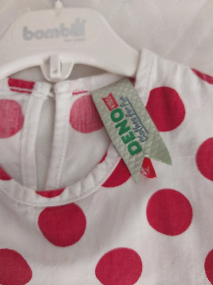 Kırmızı Puantiyeli Kolsuz Kız Bluz - Görsel 3