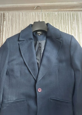 Düğmeli Lacivert  Kadın Ofis Ceket - Görsel 8