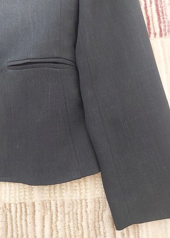 Düğmeli Lacivert  Kadın Ofis Ceket - Görsel 5