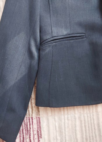 Düğmeli Lacivert  Kadın Ofis Ceket - Görsel 6