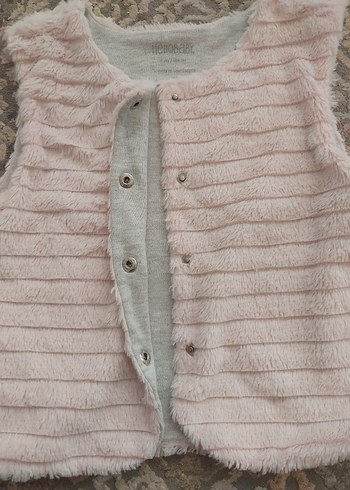 Kız Çocuk Pembe Peluş Yelek - Görsel 3