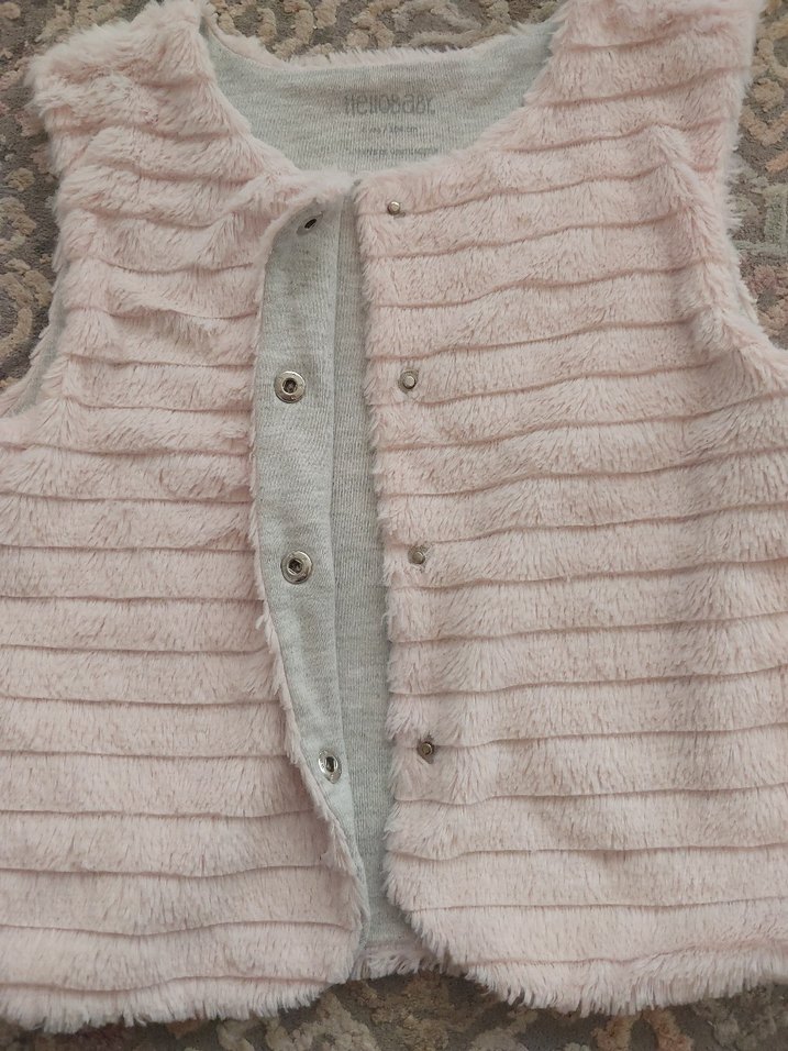 Kız Çocuk Pembe Peluş Yelek - Görsel 3