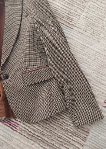 Düğmeli Kahverengi Kadın Blazer Ceket - Görsel 4