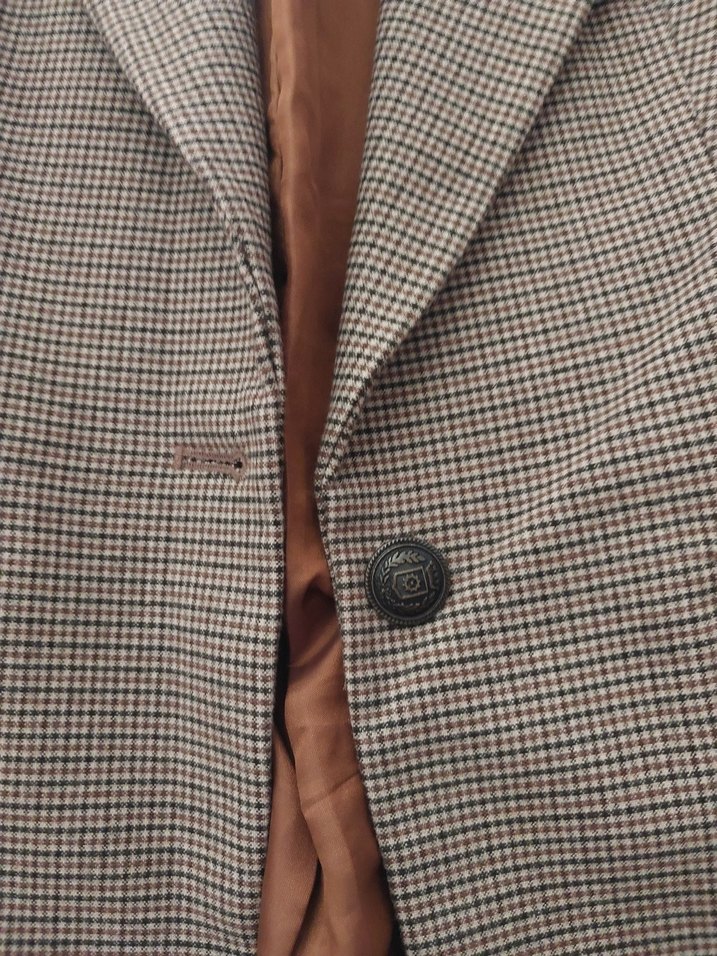 Düğmeli Kahverengi Kadın Blazer Ceket - Görsel 5