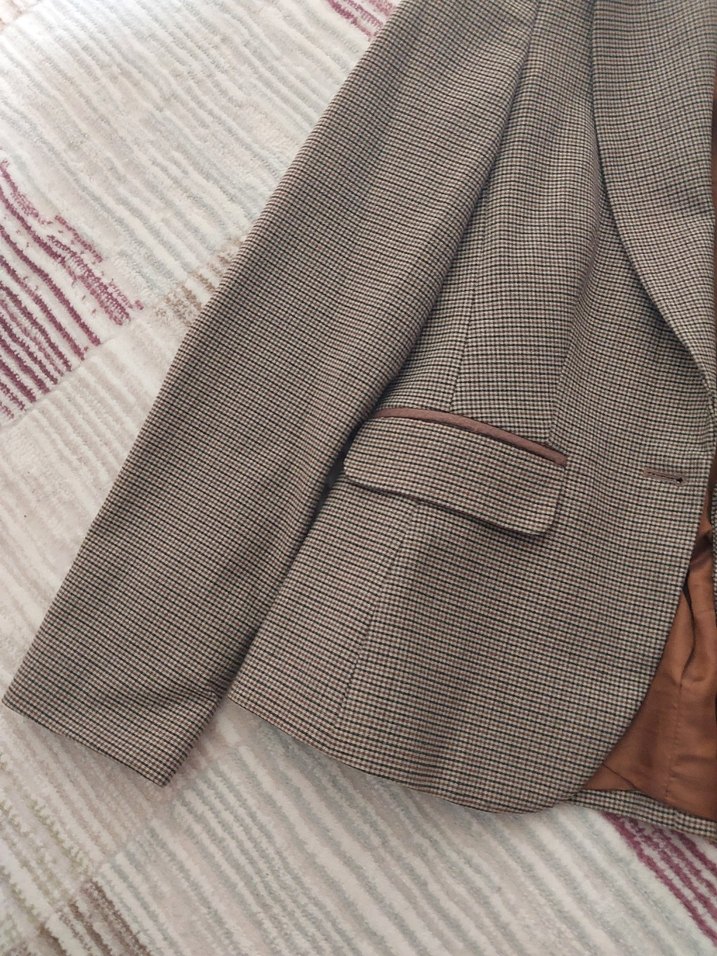 Düğmeli Kahverengi Kadın Blazer Ceket - Görsel 3