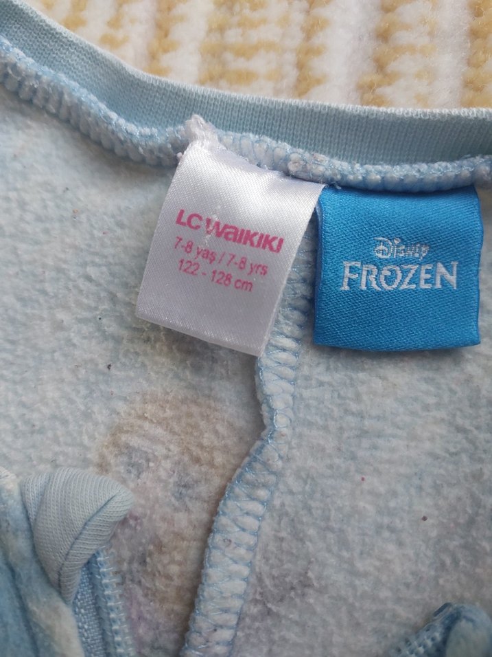 Kız Çocuk Mavi Polar Tulum Pijama - Görsel 5