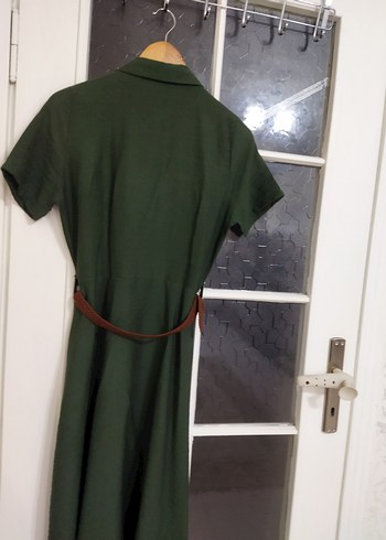 Bayan uzun Kemerli Yeşil 38 beden Kadın Elbise - Görsel 8