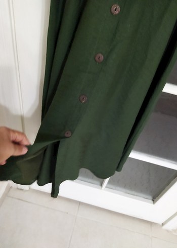 Bayan uzun Kemerli Yeşil 38 beden Kadın Elbise - Görsel 6