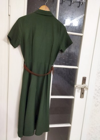 Bayan uzun Kemerli Yeşil 38 beden Kadın Elbise - Görsel 7