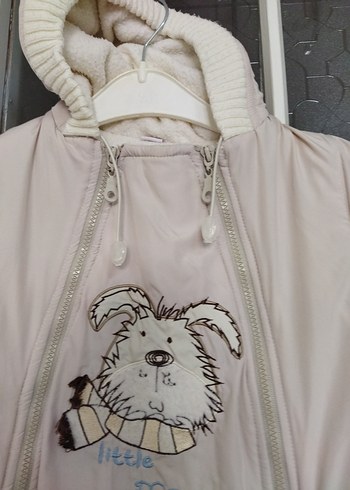 Kapüşonlu Gri  Bebek Tulum mont 9 aylık - Görsel 7