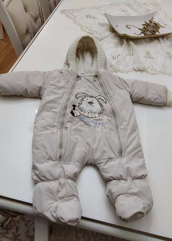 Kapüşonlu Gri  Bebek Tulum mont 9 aylık - Görsel 4