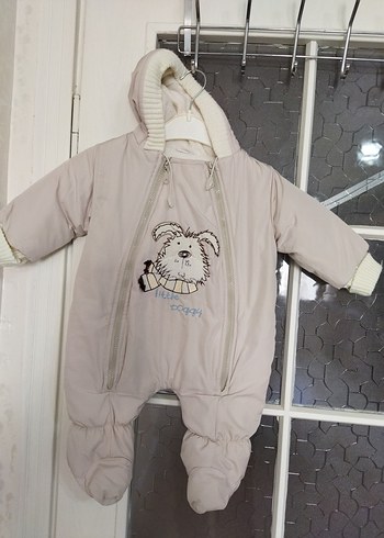 Kapüşonlu Gri  Bebek Tulum mont 9 aylık - Görsel 3