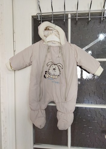 Kapüşonlu Gri  Bebek Tulum mont 9 aylık - Görsel 2