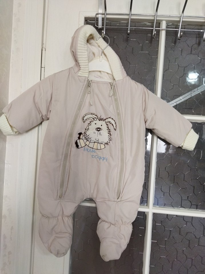 Kapüşonlu Gri  Bebek Tulum mont 9 aylık - Görsel 3