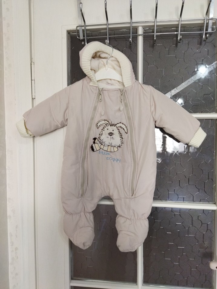 Kapüşonlu Gri  Bebek Tulum mont 9 aylık - Görsel 2