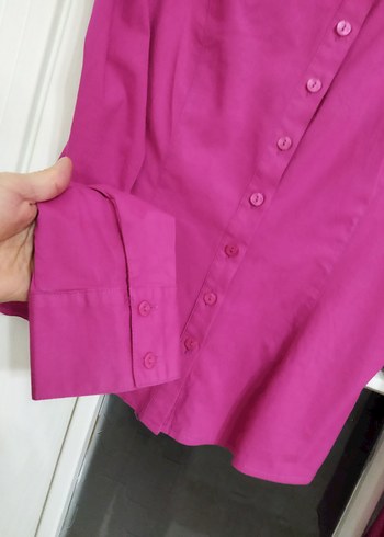 Adil ışık_M beden Uzun Kollu fuşya bayan Gömlek - Görsel 4
