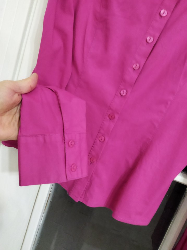 Adil ışık_M beden Uzun Kollu fuşya bayan Gömlek - Görsel 4