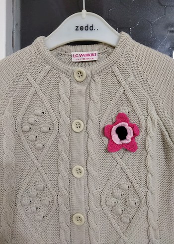 LC Waikiki 3_4 yaş Nakışlı Bej Kız Triko Hırka - Görsel 4