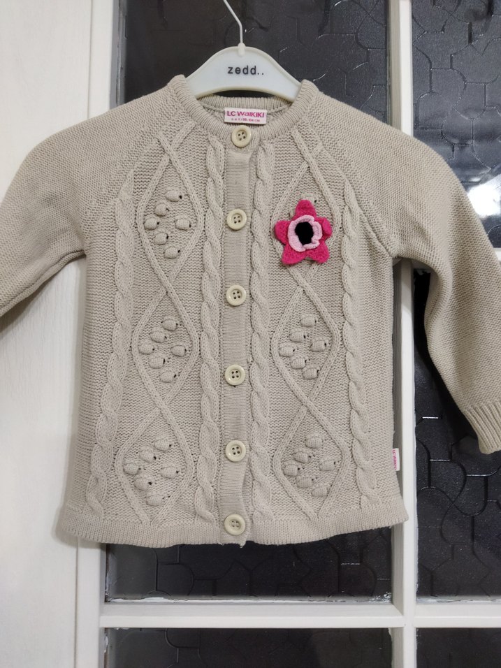 LC Waikiki 3_4 yaş Nakışlı Bej Kız Triko Hırka - Görsel 3