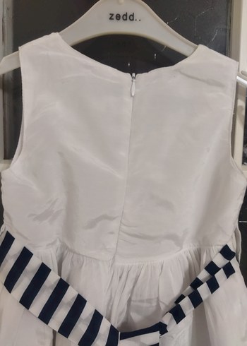 Kız Çocuk Beyaz Çizgili Fırfırlı Elbise - Görsel 8