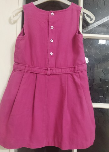 Pembe Düğmeli Kolsuz Kız Elbisesi - Görsel 6