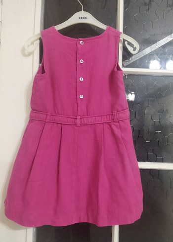 Pembe Düğmeli Kolsuz Kız Elbisesi - Görsel 4