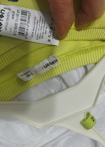 Koton kids 9-10 yaş Kelebek Payetli Sarı Kız Sweatshirt - Görsel 8