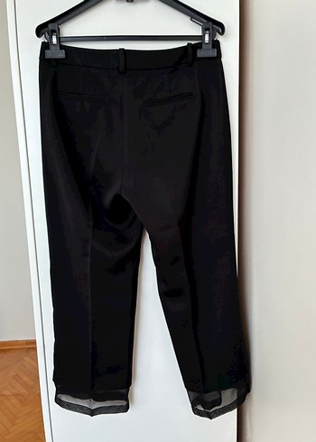 Kadın Siyah Belli Kemerli Midi Kumaş Pantolon - Görsel 5