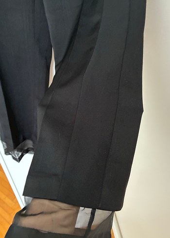 Kadın Siyah Belli Kemerli Midi Kumaş Pantolon - Görsel 2