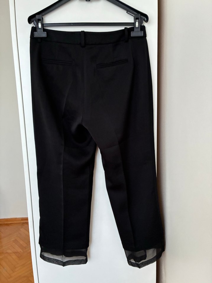 Kadın Siyah Belli Kemerli Midi Kumaş Pantolon - Görsel 5