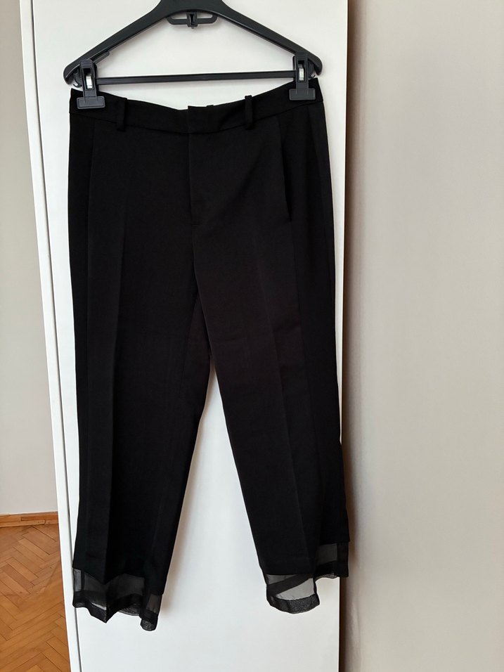 Kadın Siyah Belli Kemerli Midi Kumaş Pantolon - Görsel 4