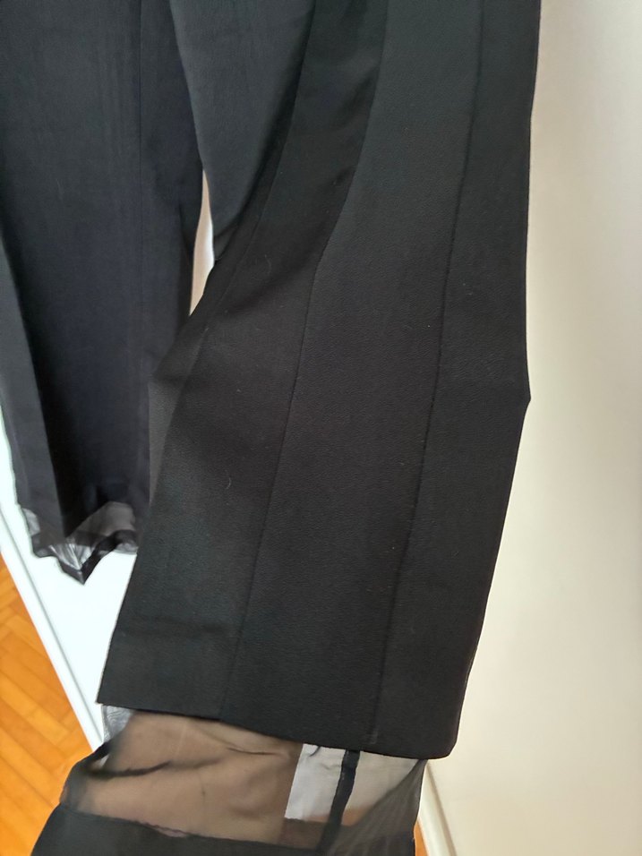 Kadın Siyah Belli Kemerli Midi Kumaş Pantolon - Görsel 2