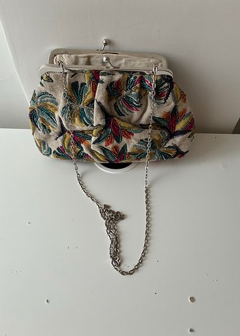Nakışlı, Boncuklu Çok Renkli Bohem Kadın Portföy Çanta - Görsel 3