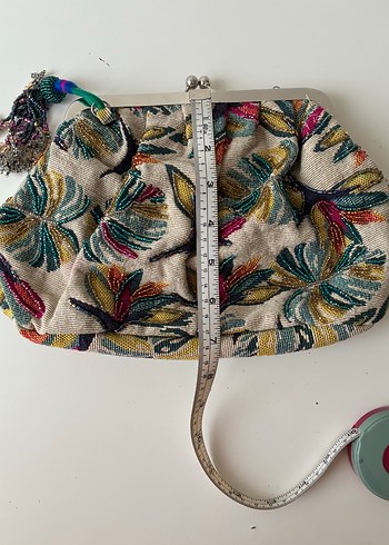 Nakışlı, Boncuklu Çok Renkli Bohem Kadın Portföy Çanta - Görsel 6