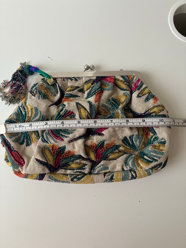 Nakışlı, Boncuklu Çok Renkli Bohem Kadın Portföy Çanta - Görsel 5