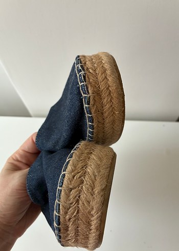 Kadın Mavi Denim Dolgu Topuk Espadril - Görsel 6