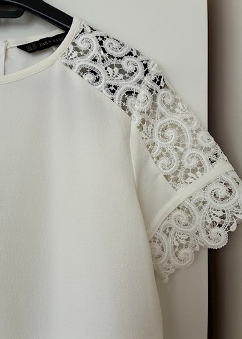 Dantel Detaylı Beyaz Midi Elbise - Görsel 2