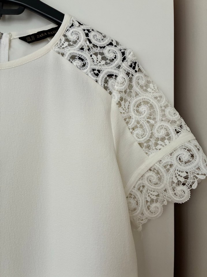 Dantel Detaylı Beyaz Midi Elbise - Görsel 2