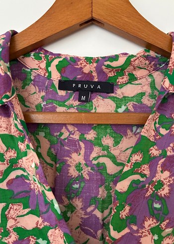 Mor Pastel Batik Desenli Düğmeli Kadın Gömlek - Görsel 2