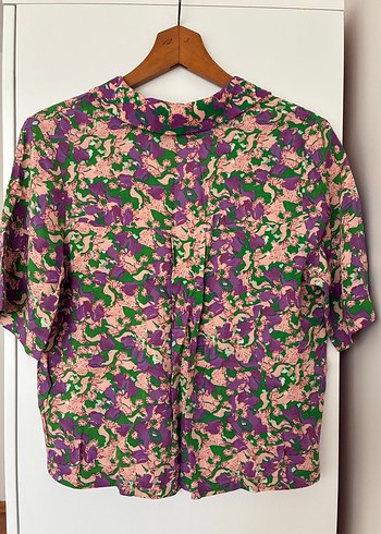 Mor Pastel Batik Desenli Düğmeli Kadın Gömlek - Görsel 4