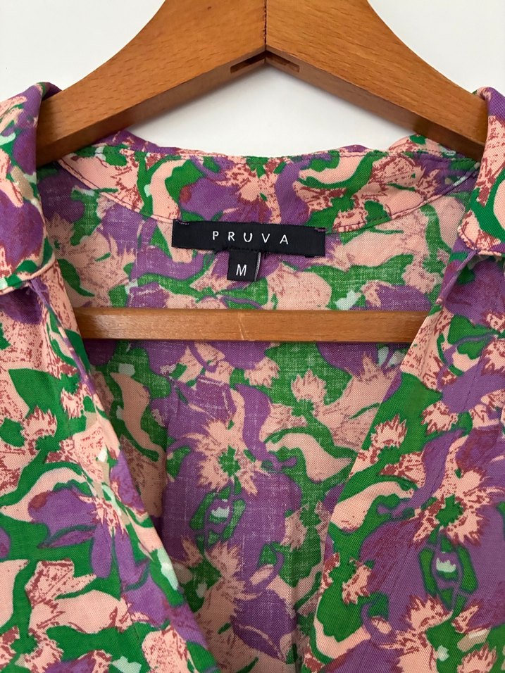 Mor Pastel Batik Desenli Düğmeli Kadın Gömlek - Görsel 2